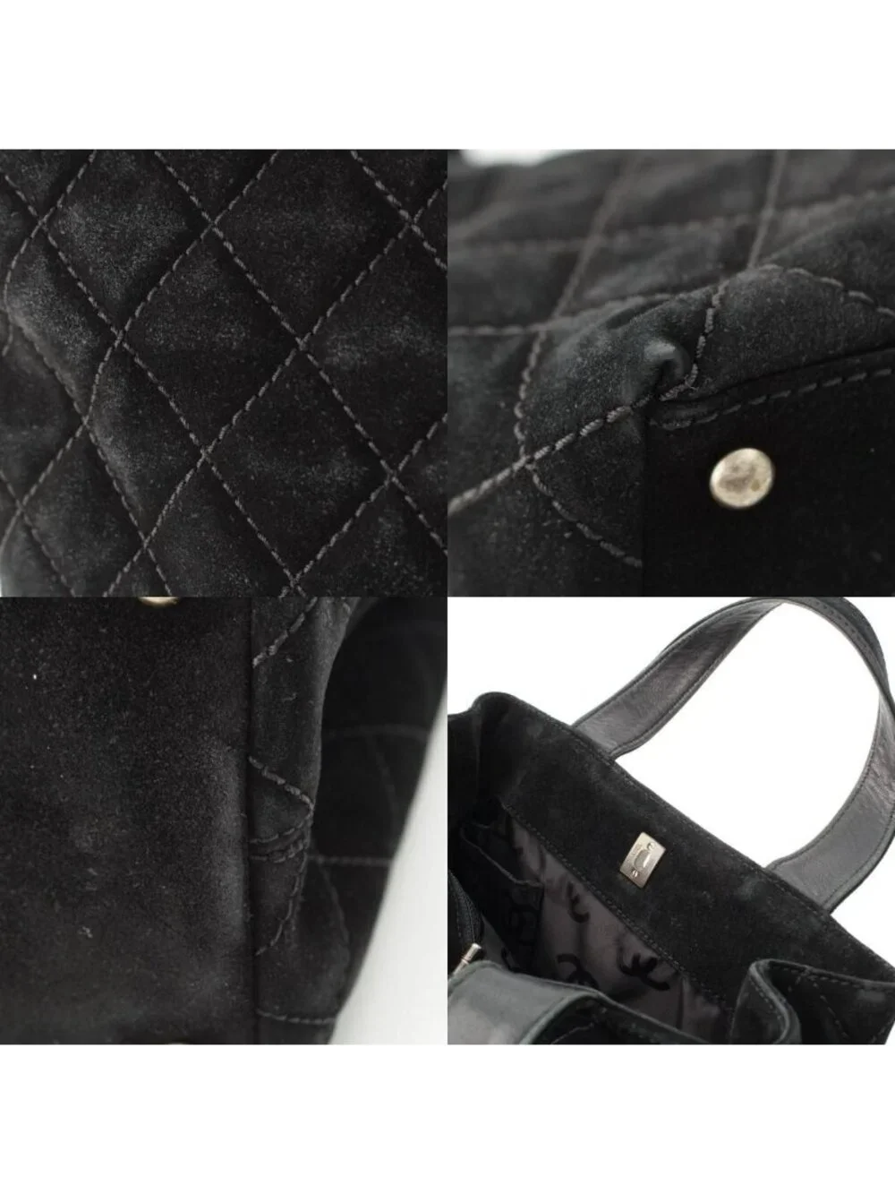 Chanel Suede Turnlock Wild Stitch 2-Way Tote Bag Black